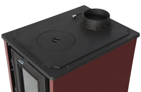 Piec kominek kuchnia żeliwny koza z fajerką płytą grzewczą 9-10kW (kolor: bordowy, średnica wylotu spalin: 130mm) - spełnia anty-smogowy EkoProjekt 99682733