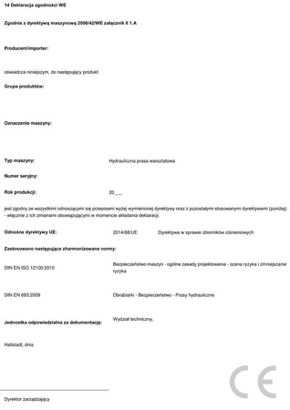 Hydrauliczna prasa warsztatowa wzmocniona z pompą ręczną lub pedałem Unicraft (siła nacisku: 50 t) 32269562