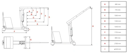 Żurawik warsztatowy z przeciwwagą betonową i obrotową dźwignią (udźwig: 550 kg, wysokość podnoszenia: 2700 mm) 59279899