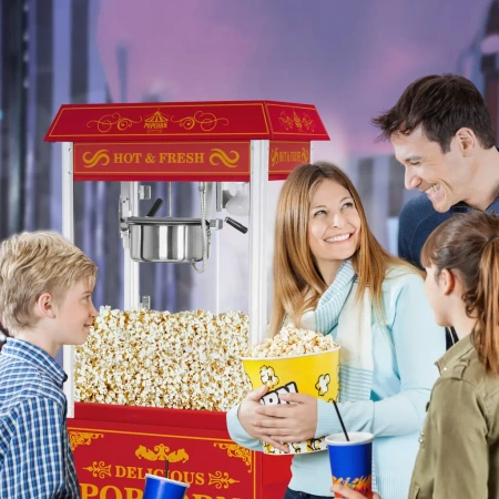 Maszyna do popcornu z wózkiem, czerwona Royal Catering (moc: 1500W, wydajność: 5 kg/h) 45670649