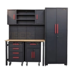 Szafka warsztatowa z ruchomym stołem i szafkami jezdnymi, szafa, regał (wymiary: 2070x472x1925 mm) 80183073