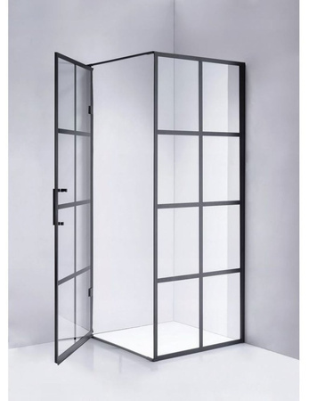 Kabina prysznicowa kwadratowa kratka czarna 80x80 23178191