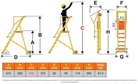 Drabina magazynowa jezdna podest FARAONE (wysokość robocza: 6,12m) 99675059