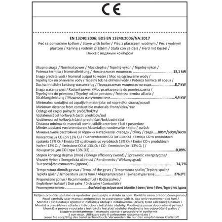 Piec wolnostojący z płaszczem wodnym 13,1 kW – wydajność i ekologia 99680031