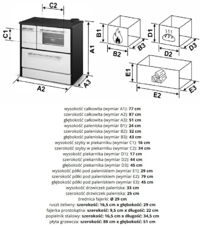 Kuchnia na drewno piec kominek koza kuchnia kocioł CO z płaszczem wodnym 16,15kW (kolor: biały, średnica wylotu spalin: 130 mm) - spełnia anty-smogowy EkoProjekt 99683166