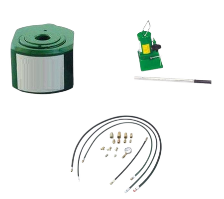 Siłownik płaski (w stanie złożonym: 140 mm, skok tłoka: 70 mm, udźwig: 20T) + do wyboru: pompa hydrauliczna, przewód wysokociśnieniowy, szybkozłącze 1/4’’, manometr 62781605