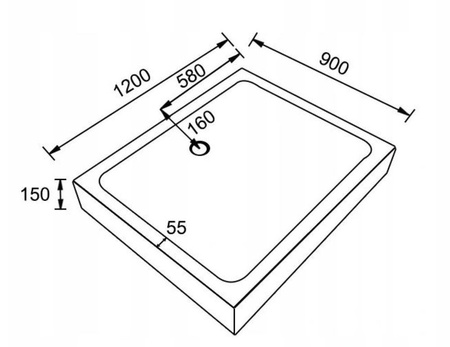 Brodzik prostokątny 120x90 głęboki 15cm biały+syfon 23178268