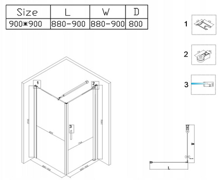 Kabina prysznicowa 90x90 szkło 6mm kwadrat czarna 23178196