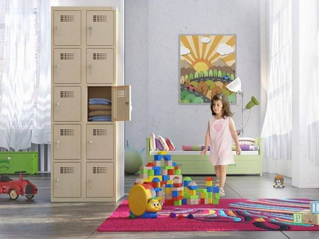 Szafka 10 skrytkowa zgrzewana, kolor: RAL7035 (jasnoszary) (wymiary: 1800x600x500 mm) 09276463