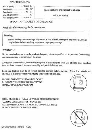Żurawik warsztatowy GermanTech (udźwig w pozycji: 700-800-1000 kg) 99724830