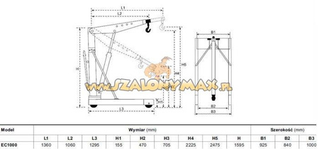 Żurawik warsztatowy do europalet (udźwig: 1000 kg) 310665