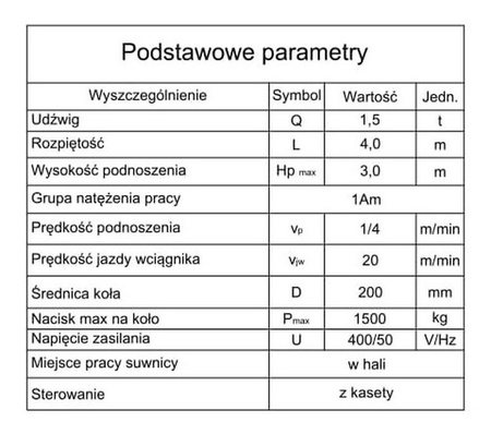 Suwnica bramowa (udźwig: 1500 kg, rozpiętość: 4m, wysokość podnoszenia: 3m) 99962163