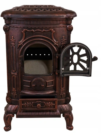 Piec wolnostojący żeliwny 6,5-9kW na drewno (kolor: złoty, średnica wylotu spalin: 120mm) - spełnia anty-smogowy EkoProjekt 65882963