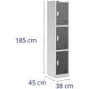 Szafa metalowa - 3 przegrody - zamki (wymiary: 38 x 45 x 185 cm) 45683106