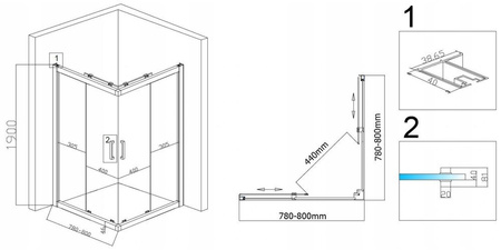 Kabina prysznicowa 80x80 szkło 6mm kwadratowa 23178195