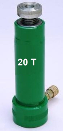 Siłownik hydrauliczny (w stanie złożonym: 160 mm, skok dwóch tłoków: 150 mm, udźwig: 20 T) + do wyboru: pompa hydrauliczna, przewód wysokociśnieniowy 1m, szybkozłącze 1/4’’, manometr 62781601