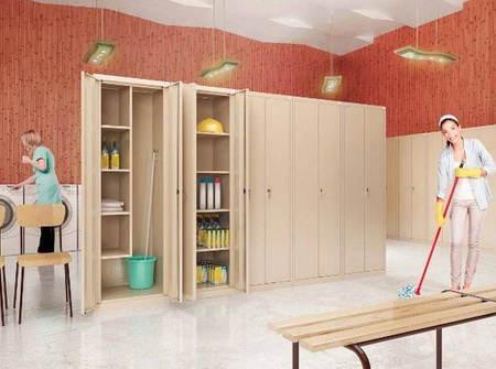 Szafa gospodarcza na wiadro mopa, kolor: RAL7035 (jasnoszary) (wymiary: 180x60x50 cm) 09276461