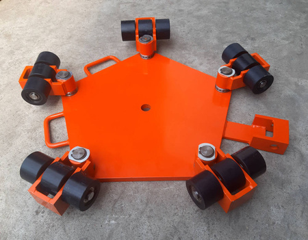 Wózek rotacyjny bez płyty obrotowej do transportu maszyn, urządzeń i sprzętu (rolki: 15x poliamidowe toczone, nośność: 5 ton) 50279757