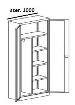 Szafa biurowa z drzwiami skrzydłowymi (wymiary: 1990x1000x435 mm) 00079484