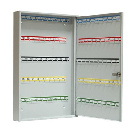 Szafka skrzynka na klucze na 100szt metalowa, kolor: RAL7035 (jasnoszary) (wymiary: 350x520x60 mm) 09276458