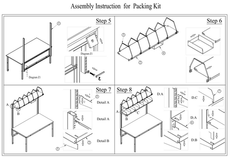 Zestaw do pakowania do stołów roboczych GermanTech, bez stołu! (szerokość cięcia: 1300 mm, wymiary: 1425x1490 mm) 99724952