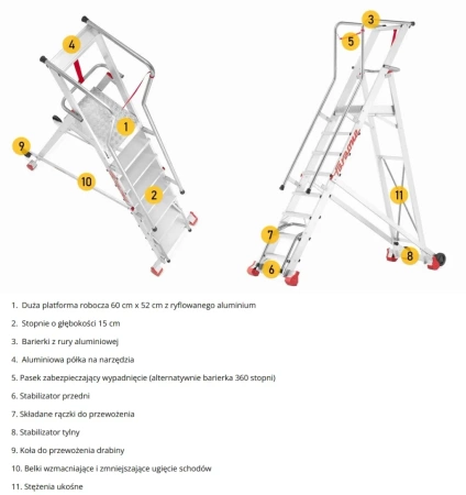 Drabina magazynowa jezdna podest FARAONE (wysokość robocza: 6,12m) 99675059