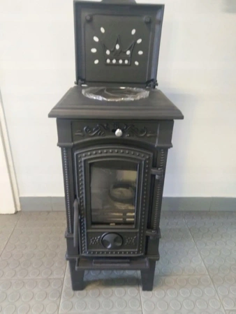 Piec koza żeliwny kominek kominkowy na nózkach, płyta do gotowania 6,6kW - spełnia anty-smogowy EkoProjekt 04482048