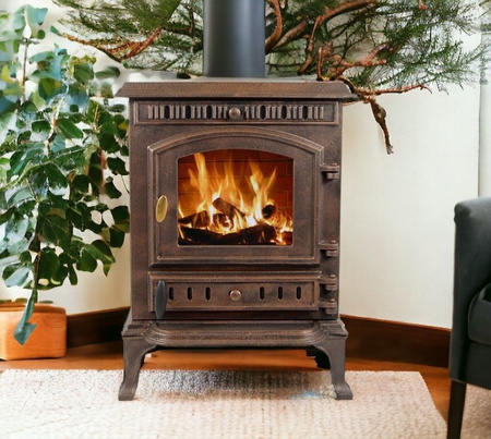 Piec wolnostojący żeliwny 9kW na drewno (kolor: miedziany, średnica wylotu spalin: 120mm) - spełnia anty-smogowy EkoProjekt 65882970