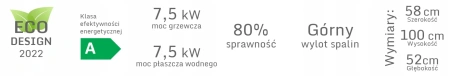 Piec piecyk kominek na drewno z płaszczem wodnym 15kW - spełnia anty-smogowy EkoProjekt 48283348