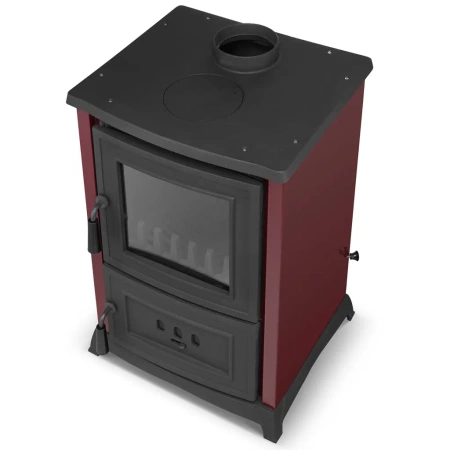 Piec kominek koza żeliwny z płytą grzewczą fajerką bordowy 6,5-8,5kW na drewno (średnica wylotu spalin: 130mm) - spełnia anty-smogowy EkoProjekt 99683063
