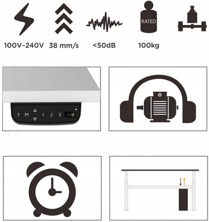 Biurko elektryczne komputerowe Regulacja wysokości (regulowana wysokość: 63 do 125 cm) 17276577