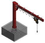Żuraw słupowy obrotowy z wyciągarką łańcuchową elektryczną na wózku elektrycznym (udźwig: 500 kg, długość ramienia: 4000mm, wysokość do belki: 3279mm) 03082257