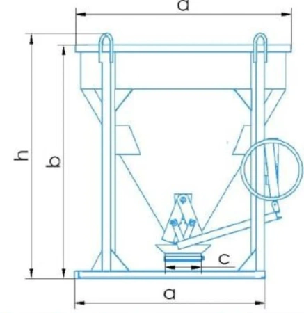 Pojemnik do betonu STAPROT z wylewem prostym + rękaw 2 m, obejma, 0.5–2.0 m³
