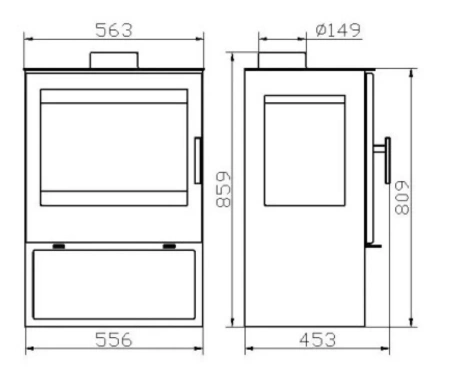 Piec piecyk kominek na drewno wolnostojący 10kW (3 szyby) - spełnia anty-smogowy EkoProjekt 48280258