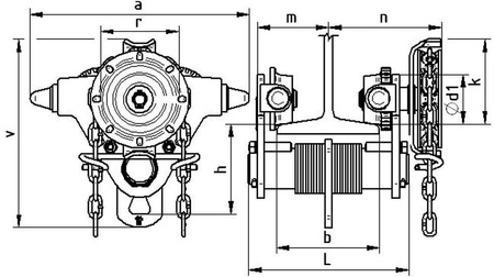 Wózek jednobelkowy z napędem ręcznym (wysokość podnoszenia: 3m, szerokość stopy belki: 82-125mm, udźwig: 3,2 T) 22076970