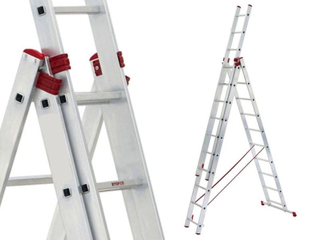Drabina aluminiowa uniwersalna 3x10 Professional na schody (wysokość robocza: 7,55m) 99674912
