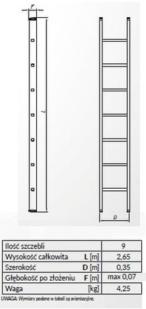 Drabina aluminiowa opieralna anodowana Drabex 9 stopniowa (wysokość robocza: 4,15m) 99674716