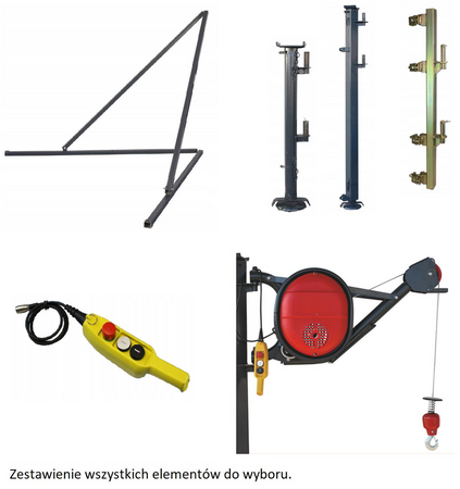 Wciągarka elektryczna linowa budowlana 325kg/30m - do wyboru ramię, mocowanie do rusztowania, sterowanie 08179947