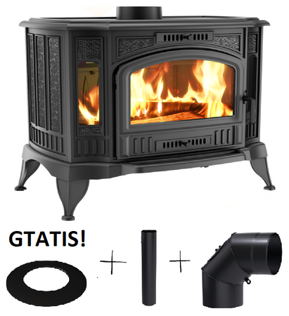 Piec wolnostojący koza 10kW K9 ASDP z wylotem spalin fi 130, Gratis: Rozeta stalowa okrągła fi 130 + Rura stalowa 130/1m + Kolano ruchome 130/90 - spełnia anty-smogowy EkoProjekt 30079561