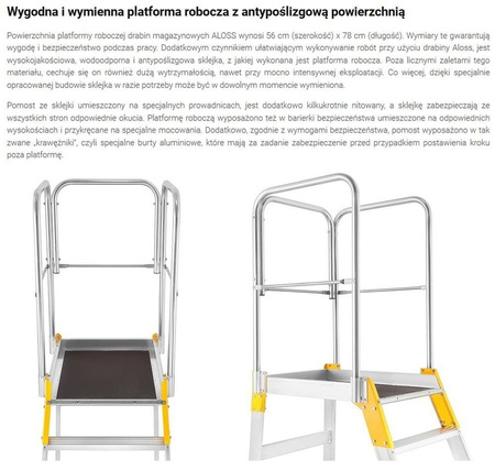 Drabina magazynowa - mostek jednostronny Aloss (wysokość robocza: 3,08m) 99674602
