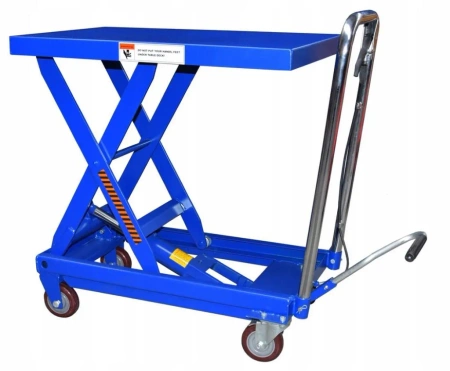 Wózek paletowy nożycowy platformowy 250 kg – solidność i wszechstronność, wymiary platformy: 45x69 cm, wysokość podnoszenia: 22-73 cm