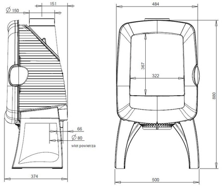 Piec wolnostojący 5kW Elo M (wylot spalin: góra, kolor: emalia biała) - spełnia anty-smogowy EkoProjekt 86865684
