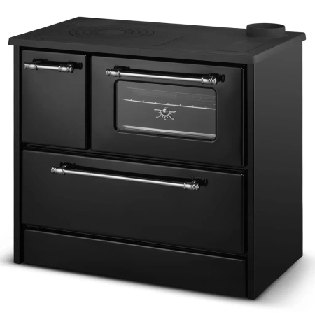 Kuchnia na drewno piec kominek koza kuchnia kocioł CO z płaszczem wodnym 16,15kW (kolor: czarny, średnica wylotu spalin: 130 mm) - spełnia anty-smogowy EkoProjekt 99683163