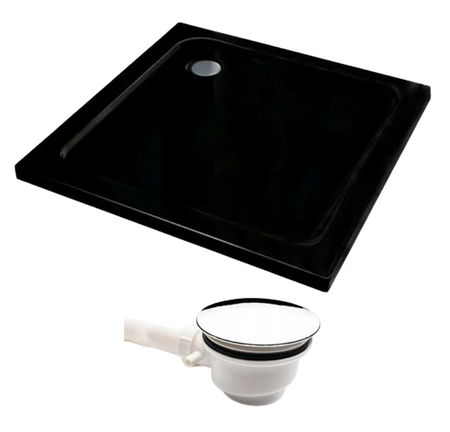 Brodzik slim kwadratowy czarny 90x90 akryl + syfon 23178192