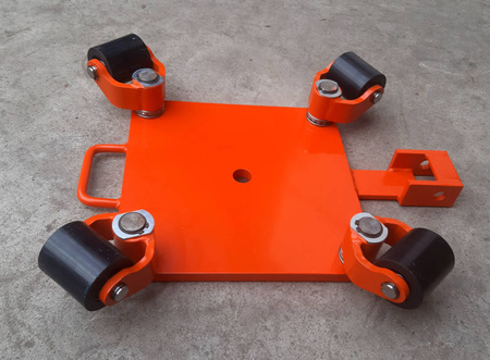 Wózek rotacyjny bez płyty obrotowej do transportu maszyn, urządzeń i sprzętu (rolki: 4x poliamidowe toczone, nośność: 3,3 ton) 50279759