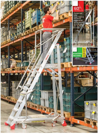 Drabina magazynowa 5 stopniowa FARAONE (wysokość robocza: 3,28m) 99675069