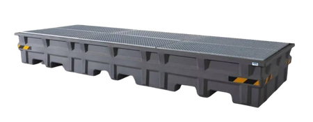 Wanna wychwytowa z polietylenu (PE) na 3 IBC, z kratą cynkowaną 3737x1402x486 1000L 72279192