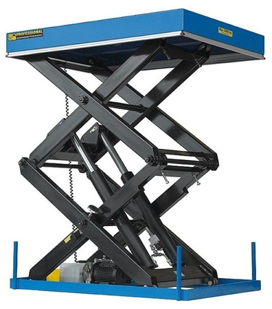 Podnośnik, podest nożycowy (udźwig: 2000 kg, wymiary platformy: 2250x1200 mm, wysokość podnoszenia min/max: 300-1900 mm, moc: 2,3kW) 01872710