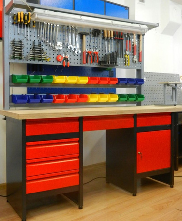 Stół warsztatowy, blat 40mm (wymiary: 1700x600x840 mm) - do wyboru kolor: czerwony lub niebieski 18376599