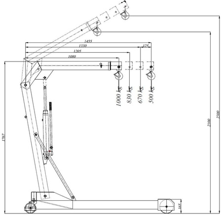 Żuraw hydrauliczny ręczny (paletowy, udźwig: od 500 do 1000kg) 5877829